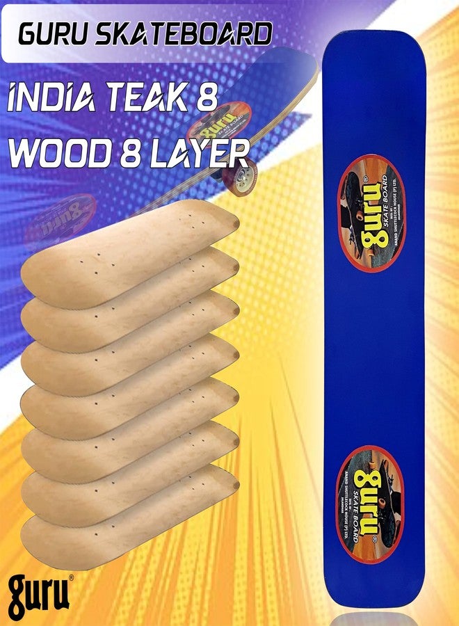 جورو لوح تزلج خشبي متوسط الحجم غير قابل للانزلاق من GURU للأطفال والكبار، مقاس 24 بوصة × 6 بوصات (أزرق، عبوة من قطعة واحدة) - Image 3